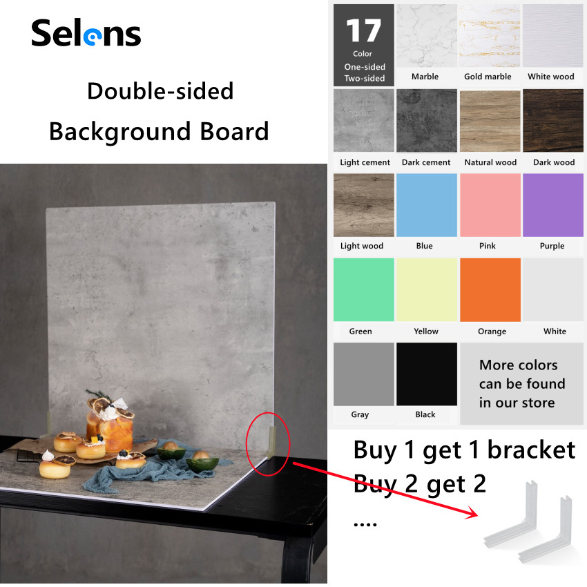 [Malaysia Stock] Selens Hard Background Board for Photoshoot 60x60cm Double Side Photo Studio Wooden Cement 3D Texture Photography Backdrop