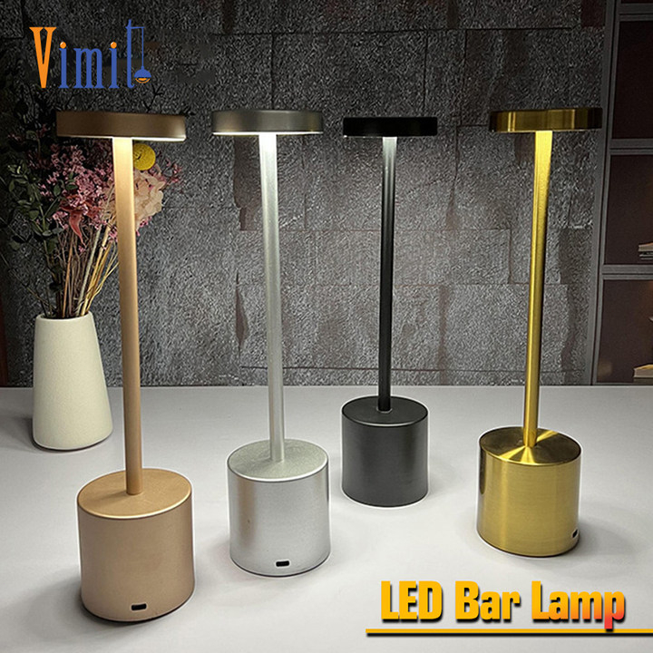 【Free Shipping】Vimite 3 Color Metal LED Table Lamp USB Rechargeable Wireless Stepless Dimming Bedroom Decorative Light Nordic Modern Minimalist