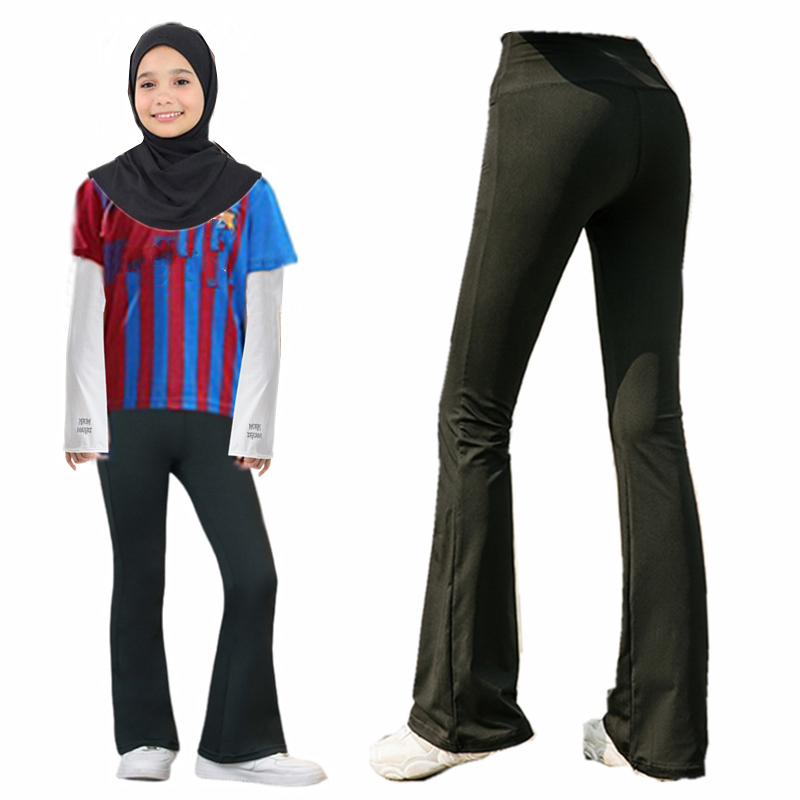 110-170cm Children Sport Jersey Bootcut Lycra Pants Trousers Girls High Waist Stretch Bell-bottoms Casual Dance Sport Flare Pants Boot Leg