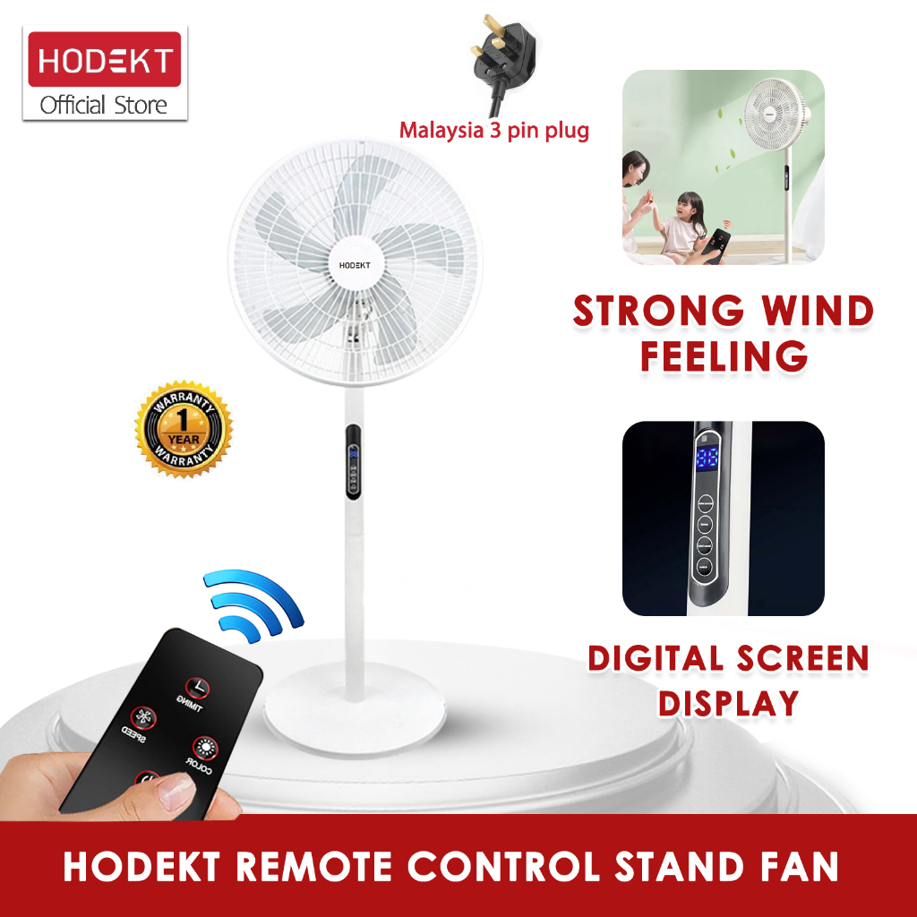 HODEKT【1 Year Warranty】Stand Fan 16 Inch Kipas Berdiri With Remote Control Home Office Fan Shaking Head Vertical Fan Mute Household Floor Fan Electric Fan Floor Fan Intelligent Rem