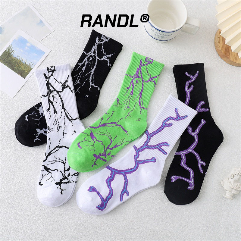 RANDL Graffiti Man Socks Lightning Funny Happy Male Breathable Cotton Socks