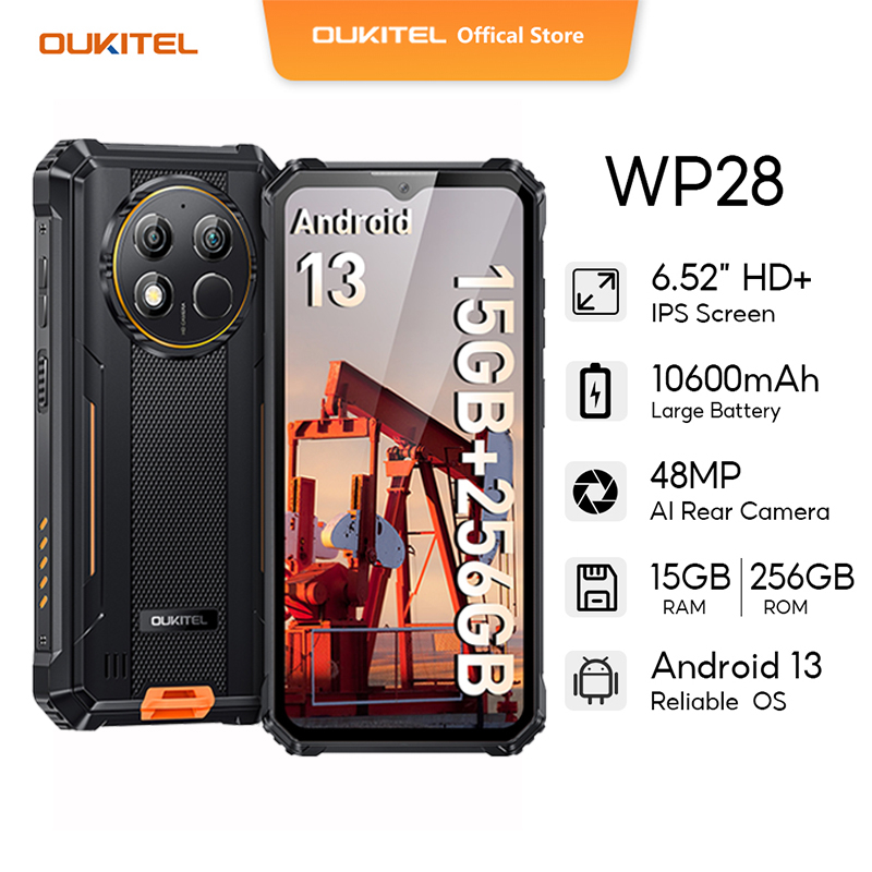 [LOCAL STOCK] Oukitel WP28 Rugged Smartphone 6.52‘' HD+10600mAh 15GB+256GB Android13 Mobile Phone 48MP Camera Cell Phone