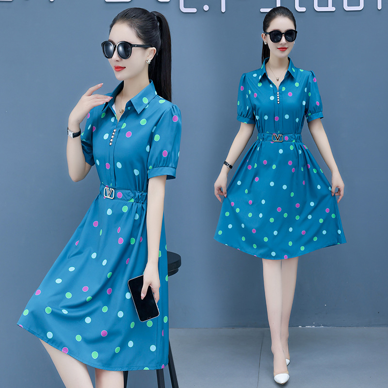 Dresses painting spring printing colorful Women's long Sleeve Medium Length Yellow Midi Dresses