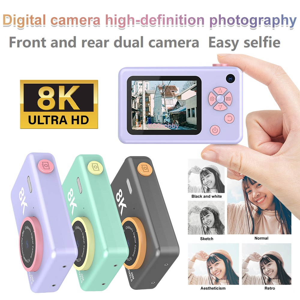 KOShobby Digital Camera High-definition 8K Dual Photo Camera Birthday Gift 2.4 Inch HD Screen Children Camera USB Charging Digital SLR Camera Cartoon portable Camera kids gift