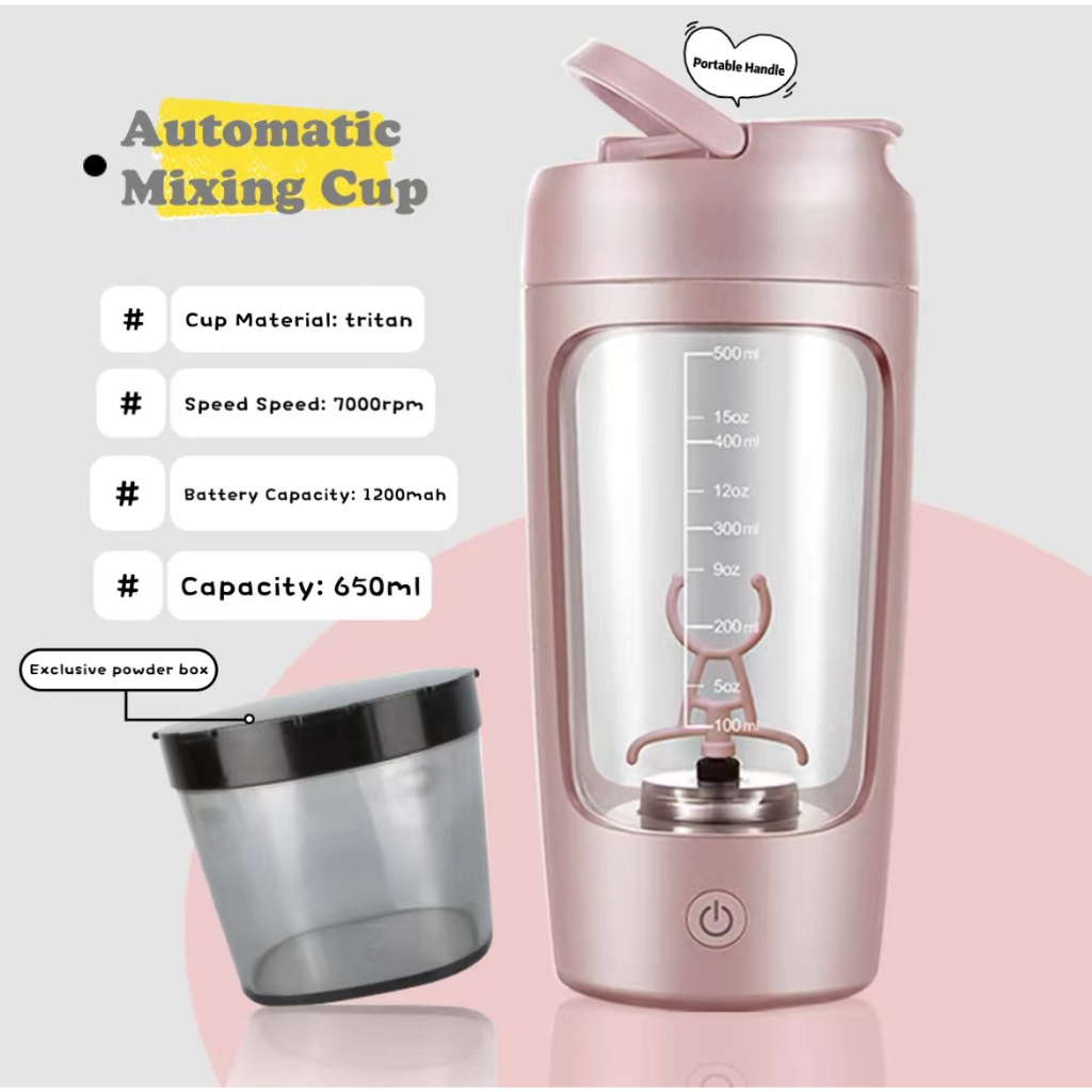 【2nd-Generation】Electric Blender Bottle Shaker Cup Automatic Blender Type C Rechargeable Milkshake Sports Accompanying Protein Powder Fitness Water Tritan