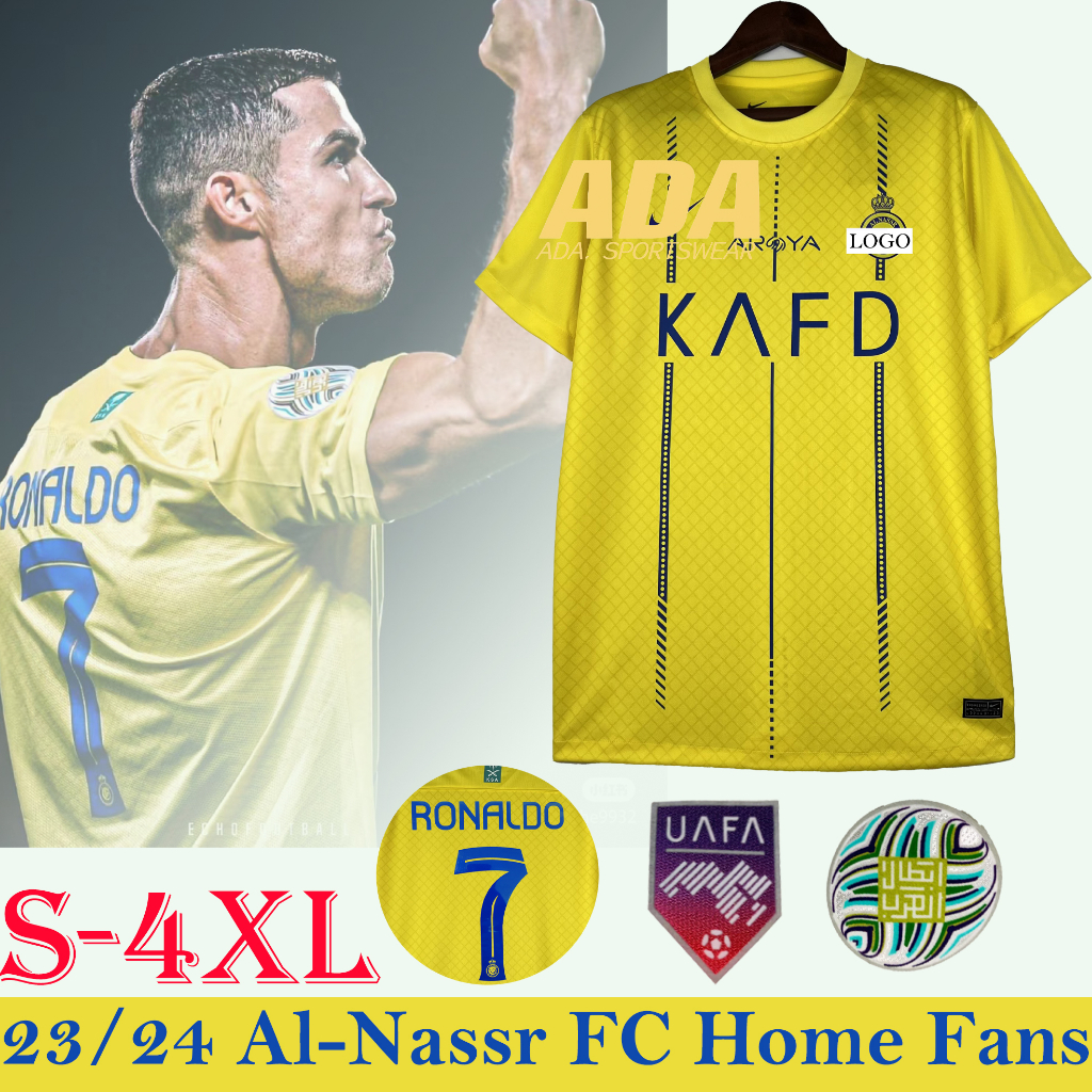 【Fans/S-4XL】23-24 Al-Nassr FC Home Jersey kit football men's short sleeved fans jersey