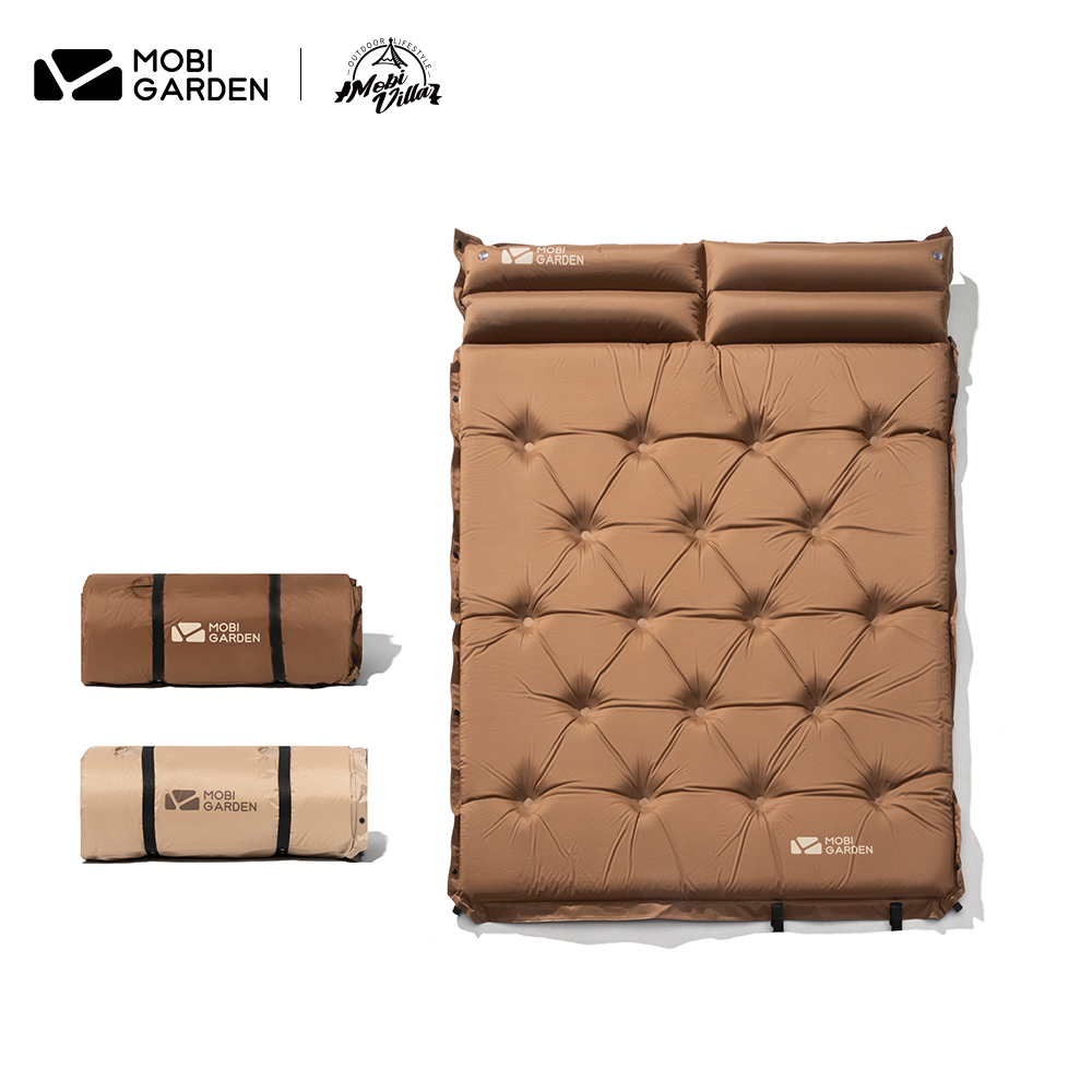 MOBI GARDEN Camping Inflatable Sleeping Pad Automatic Single/Double Air Cushion Bed Moisture-proof Portable