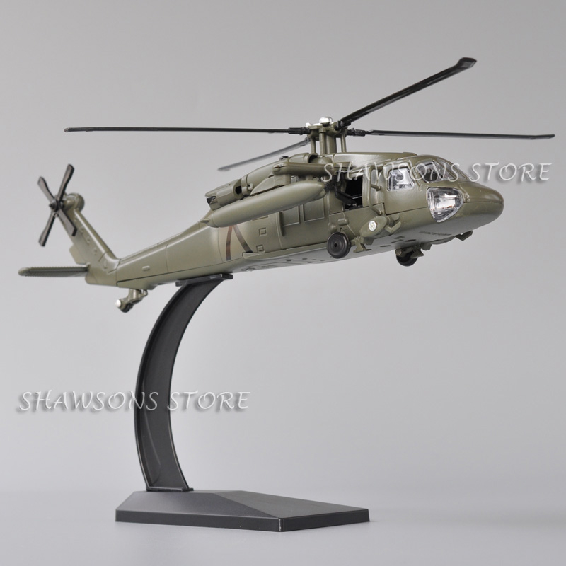 1:72 Scale Diecast Aircraft Model Toy UH-60 Utility Helicopter Gunship Black Hawk Miniature Replica With Sound & Light