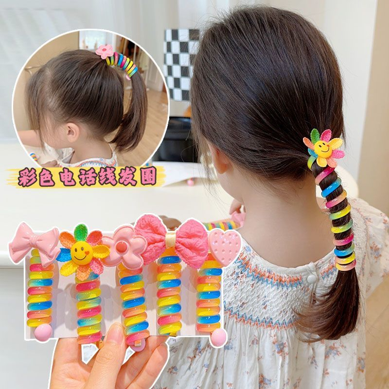 [Beautiful Magpie] Children's curly phone line hair ring female high ponytail kt head rope 2023 new ponytail rubber band high elastic hair rope