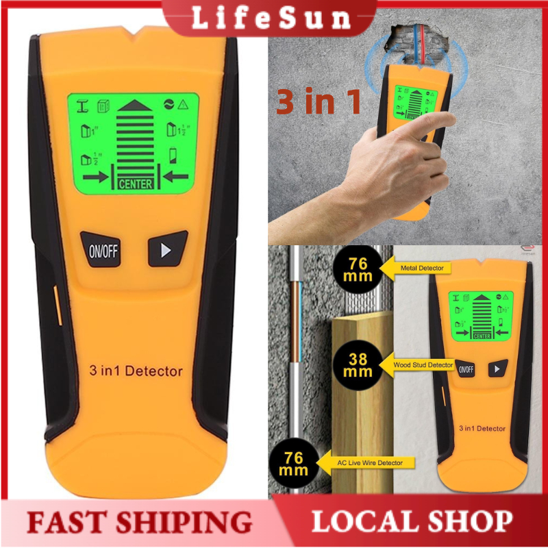 [LOCAL LIFE] 3 In 1 Stud Finder Multifunction Wall Scanner Live Wire Detector Metal Detector Electric Box Finder Wall Detector Find Metal Wood Studs Live Wire Detect