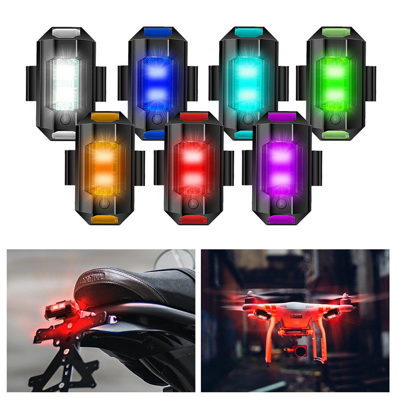 Worben Spot 7color Motorcycle Charging flash lamp airplane lights strobe lights pilot lights modified universal strobe car locomotive Universal Anti-collision Warning LED Light Mini Drone Motorcycle accessories Car accessories