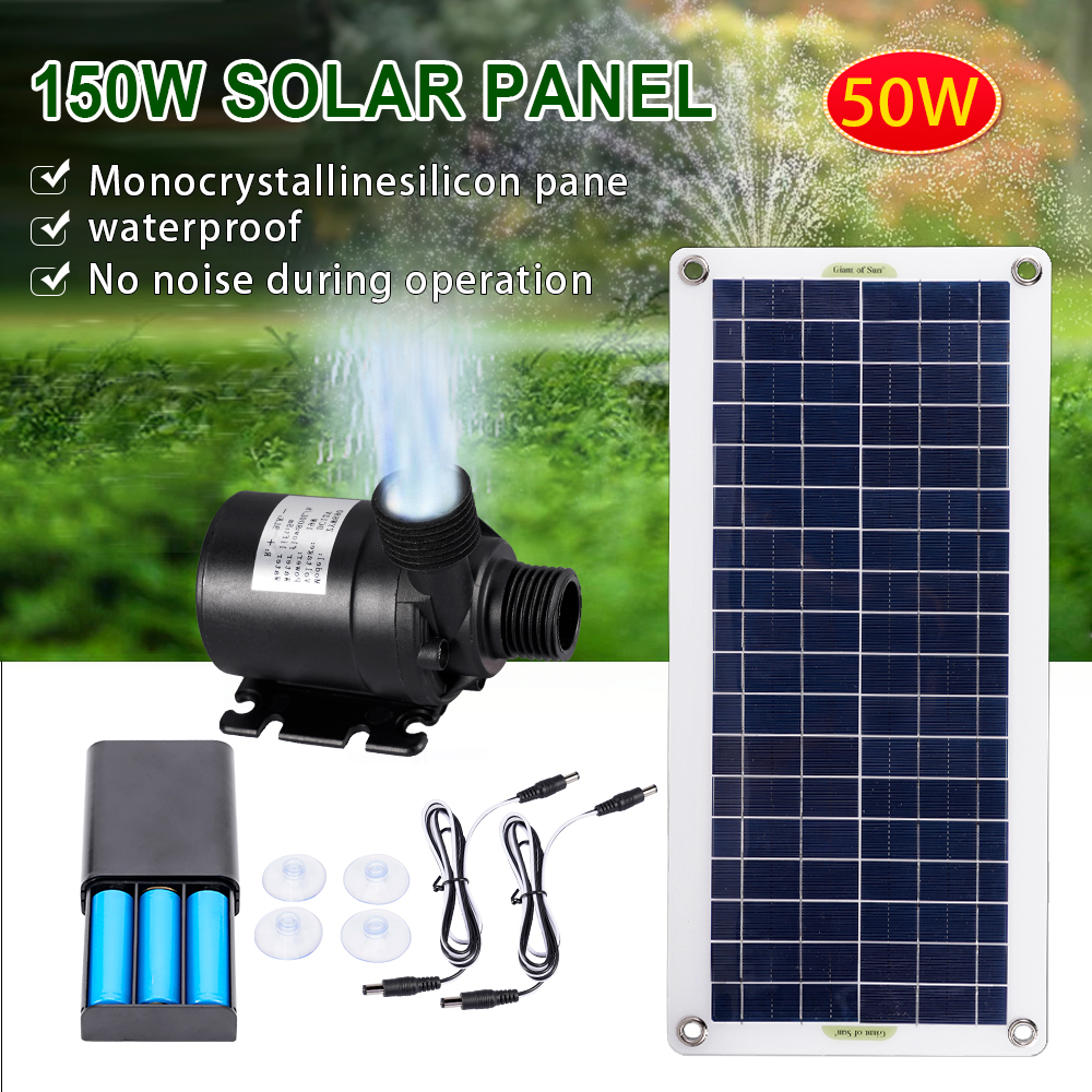 50W 800L/H Solar Power Water Pump With 10A Controller Generator Set Ultra-quiet Submersible Brushless Motor For Garden Fish Pond Garden Fountain Decoration