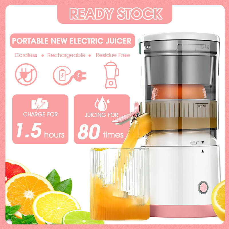 Citrus Juicer, Electric Fruit Juicer Machine Rechargeable, Portable Fruits Juice Blender Orange Squeezer with Charging Cable, Wireless 果汁机