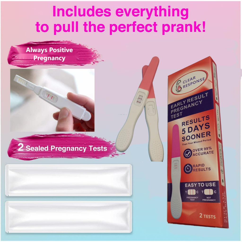 2-pack Tricky Pregnancy Test Stick Spoof Boyfriend Husband Birthday Gift April Fool's Day Toy Fake Test Pregnancy Test Strip Tricky Toy Test Result Positive