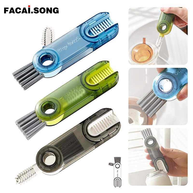 3 In 1 Multifunctional Groove Cup Cleaning Brush No Dead Corners Portable Cup Lid Clean Scrub Brushes Kitchen Tools