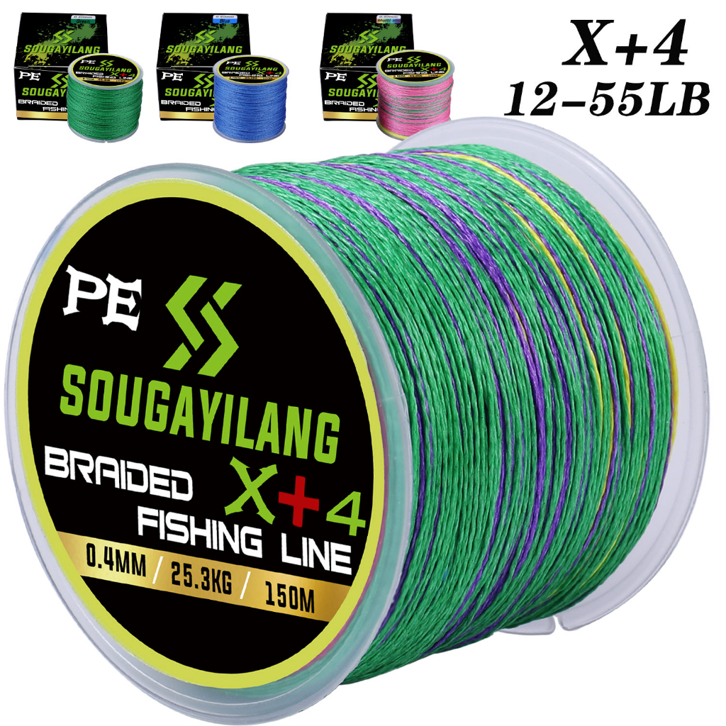 Sougayilang 4X PE Fishing Line 150M Braided Line Multifilament Line Floating Line Fishing Wired 5.6kg-25.3kg