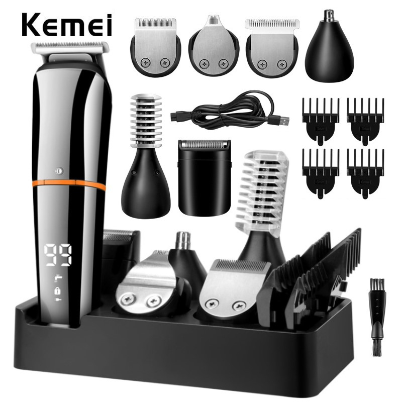 Kemei Beard Trimmer Men Hair Clippers Body Mustache Nose Hair Groomer Cordless Precision Trimmer 6 In 1 Grooming Kit Waterproof  KM-5898