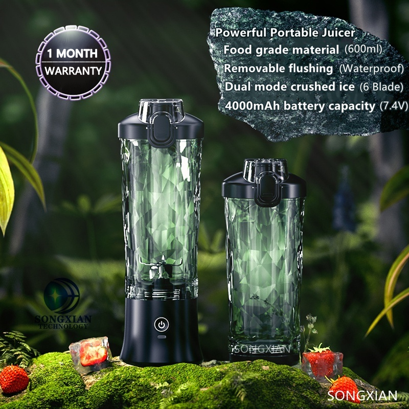 [READY STOCK] Powerful Portable 6 Blade Blender Juicer Household 600ml Juicer Extractor Food Soymilk Fruit Multi-function Mixer Bottle Juicer Cup USB Rechargeable Smoothie Blender