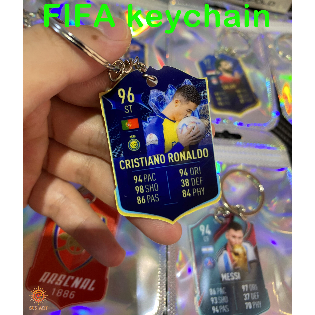 Messi,C. Ronaldo, Neymar, Mbape, Harland,Salah,KAKA,Pacquiao,FIFA23 football star player data card acrylic keychain hang tag