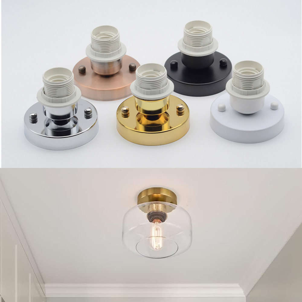 Vintage Lamp Base E27 Ceiling Light Sconces Metal Half Tooth White Industrial Lamp Holder Socket for Lampshade Fitment Adapters