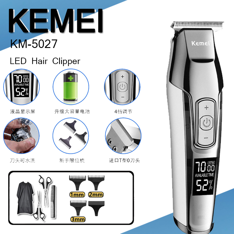 Kemei KM-5027 Electric Hair Clipper Mesin Rambut LCD Display Hair Trimmer Beard Hair Clipper  Hair Cutter  Electric Haircut Machin