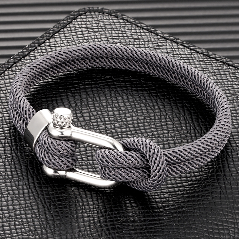 MKENDN Minimalist Nautical Rope Bracelet Double Strand High Quality Stainless Steel U Shape Shackle Buckle Survival Jewelry For Men Women