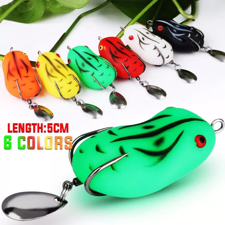 Sougayilang Fishing Lures 5cm/7.2g Soft Frog/Snake Shape Fishing Lures with Double Hooks and Sequin Accent Frog Fishing Lures