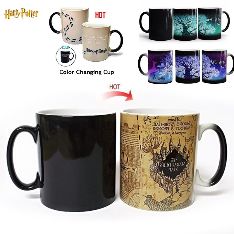 Potter Novelty Heat Changing Color Transforming Tea Cups Marauders Map Hedwig Owl Mug for Potter Heads Gift