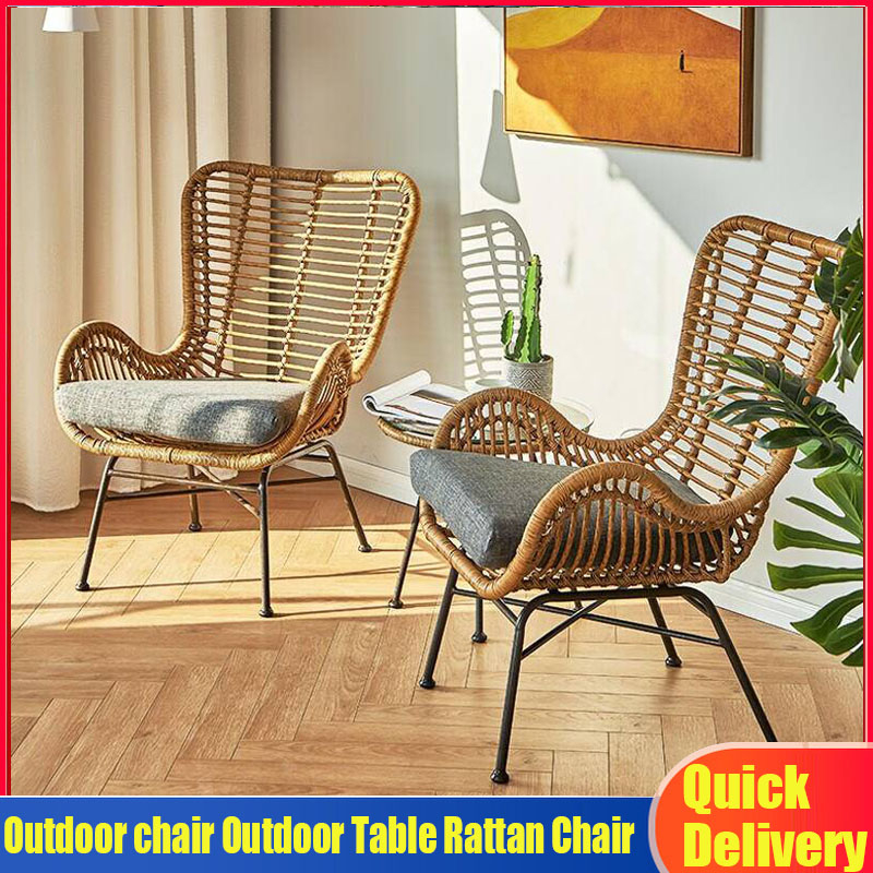 【Free shipping】Outdoor chair Outdoor Table outdoor table and chair set Rattan Chair Outdoor Furniture Outdoor Table Chair Open-air Balcony Nordic Leisure Outdoor Table Chair Set rattan dining chair balcony chair balcony table