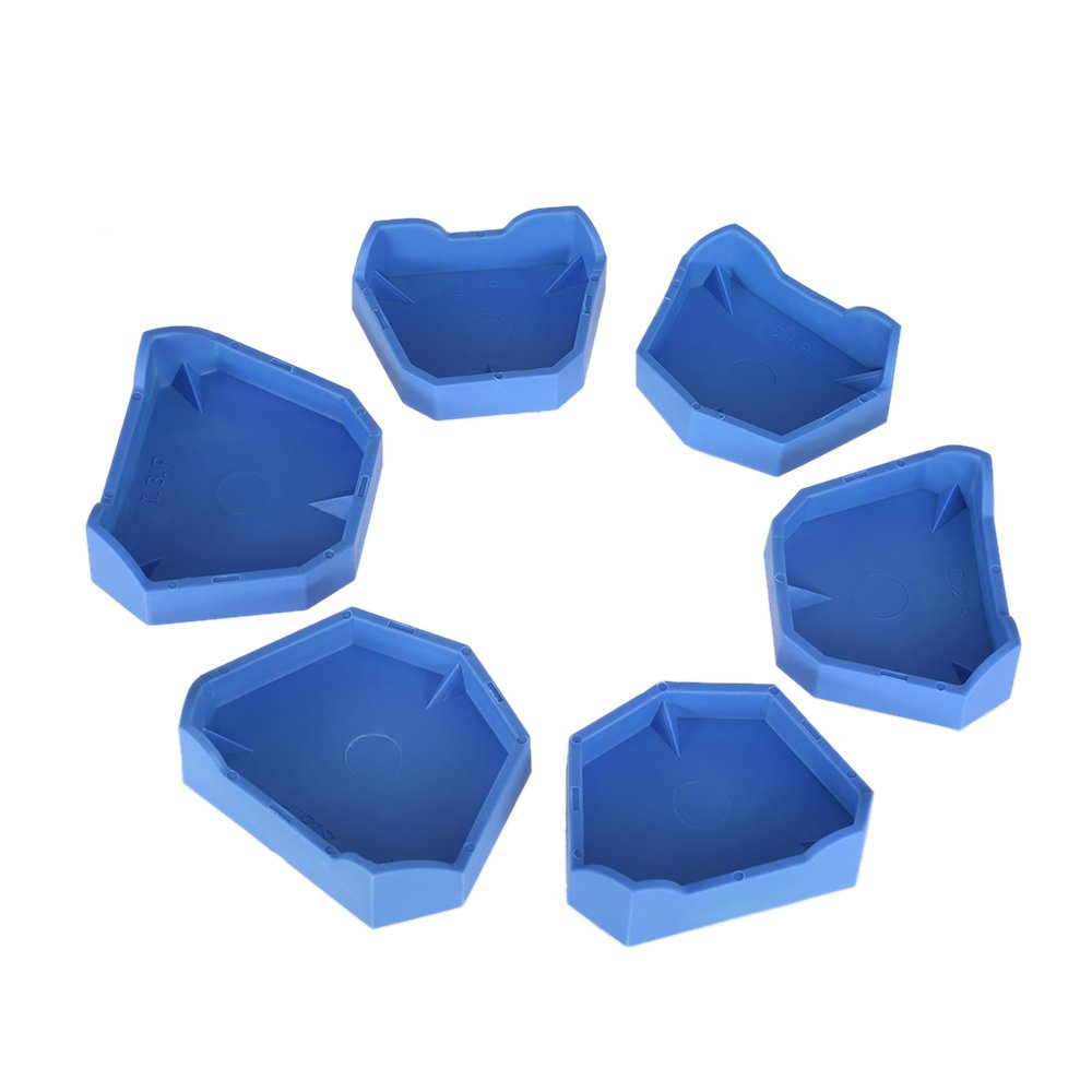 【Ready Stock】Dental Lab Model Former Base Molds Blue Plaster Mould Tray Two Types with Notches (1 Pack/6Pcs)