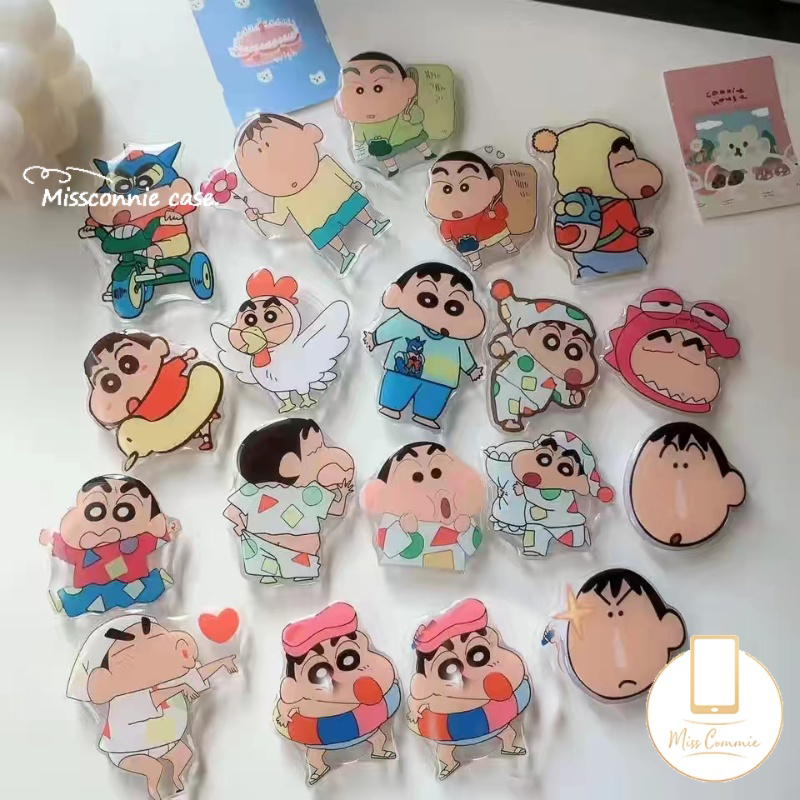 Kawaii Cartoon Funny Crayon Shin-chan Phone Grip Cellphone Accessories Mobile Bracket Korea Griptok Universal Scalable Phone Stand Holder Kickstand