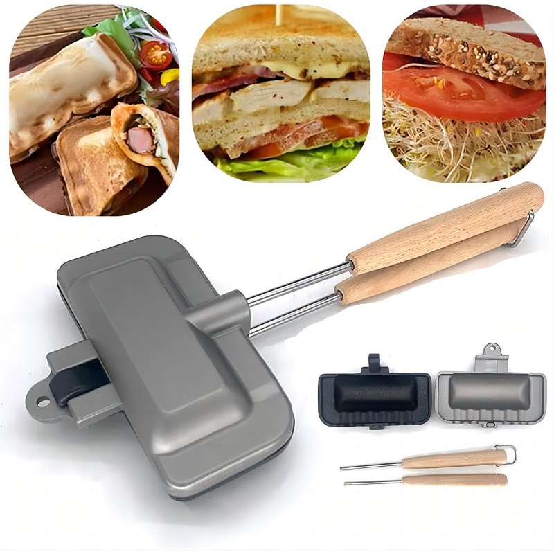 Sandwich maker pan Toaster maker Grilled Cheese Maker - Portable Detachable Sandwich toaster Hotdog sandwich maker Double sided sandwich pan