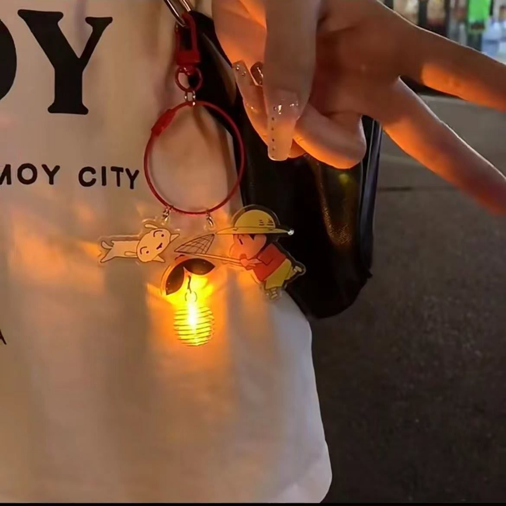 Ohaya | Crayon Shin-Chan Firefly | Key Ring Luminous Night Light Pendant Couple Girlfriend Gift Charm Bag Ornaments