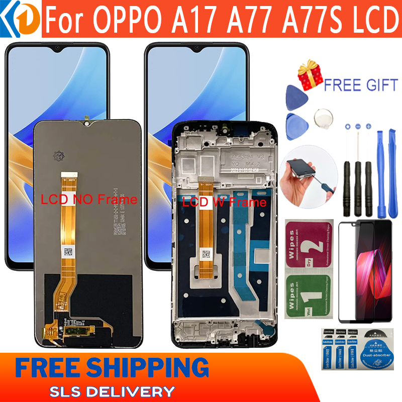 For OPPO A17 CPH2477 OPPO A77 A77S LCD Display Screen With Frame Display Touch Screen