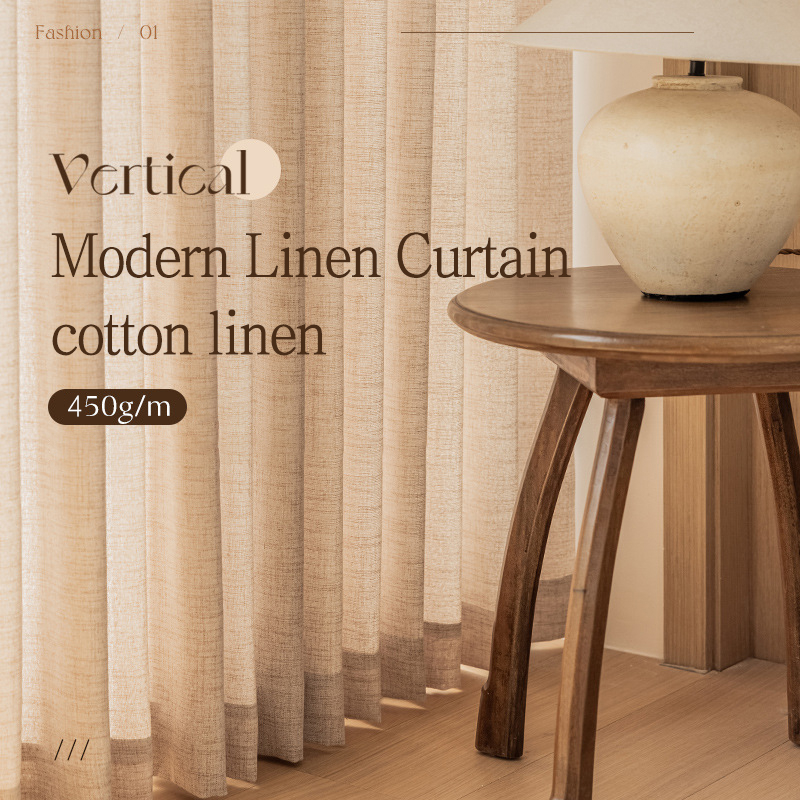 Modern Linen Curtain for Living Room Bedroom cotton linen curtains tulle fabrics custom gauze semi-shading ramie yarn