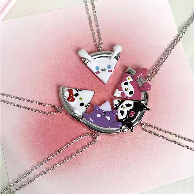 Sanrio Magnetic Necklace Kuromi Melody Cinnamon Dog Hello Kitty Pizza Couple Girlfriend Necklace