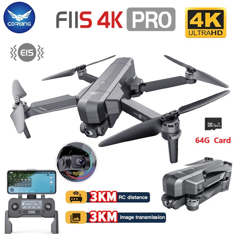 ⚡Fast Delivery⚡Original SJRC F11 4K PRO/F11S 4K Pro 3KM GPS Drone 4K EIS Gimbal Camera Brushless Motors 5G WIFI FPV Long Distance RC Quadcopter Auto Follow Me Drone GPS F11 Travel Drone Body 无人机