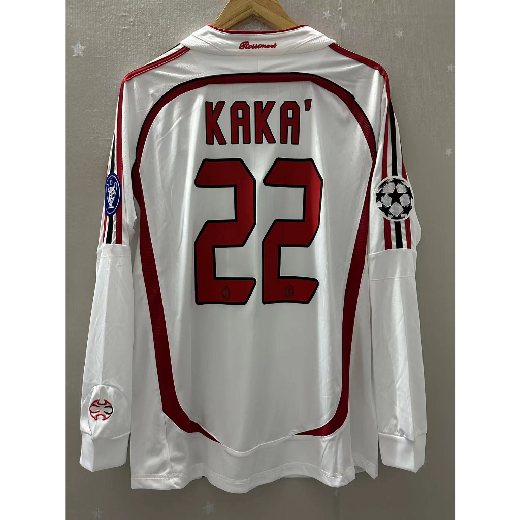 06-07 AC Milan Long sleeve KAKA MALDINI PIRLO Top Quality Away Retro Football Jersey custom T-shirt RONALDO