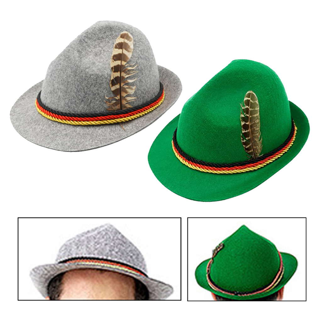 [BlesiyaMY] Adults Hat Bavarian German Beer Costume Cosplay Hat Light Gray