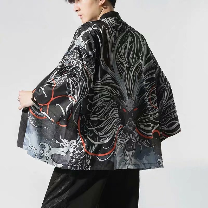 Quick drying ice shreds Dragon pattern Men women Batik Shirt Short Sleeve Sunscreen clothing Chinese style Hawaiian coat 2024 New Year Clothes Dragon Pattern