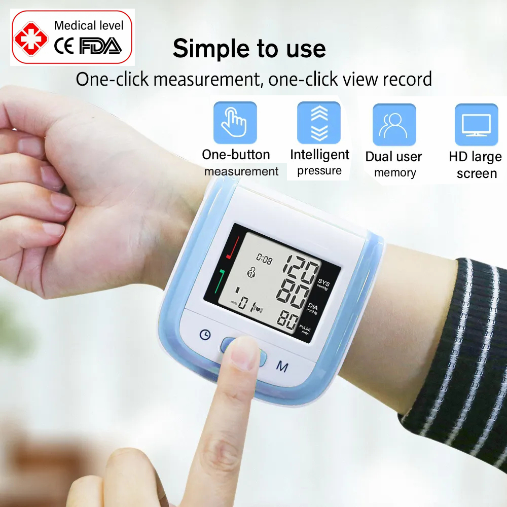 Medical Digital Wrist Blood Pressure Monitor Heart Rate Pulse Meter Measure Sphygmomanometer PR