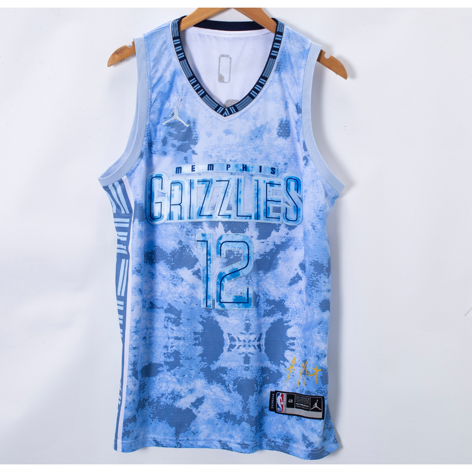 2023 season new men Memphis Grizzlies 12 Ja Morant embroidery basketball jerseys jersey featured blue