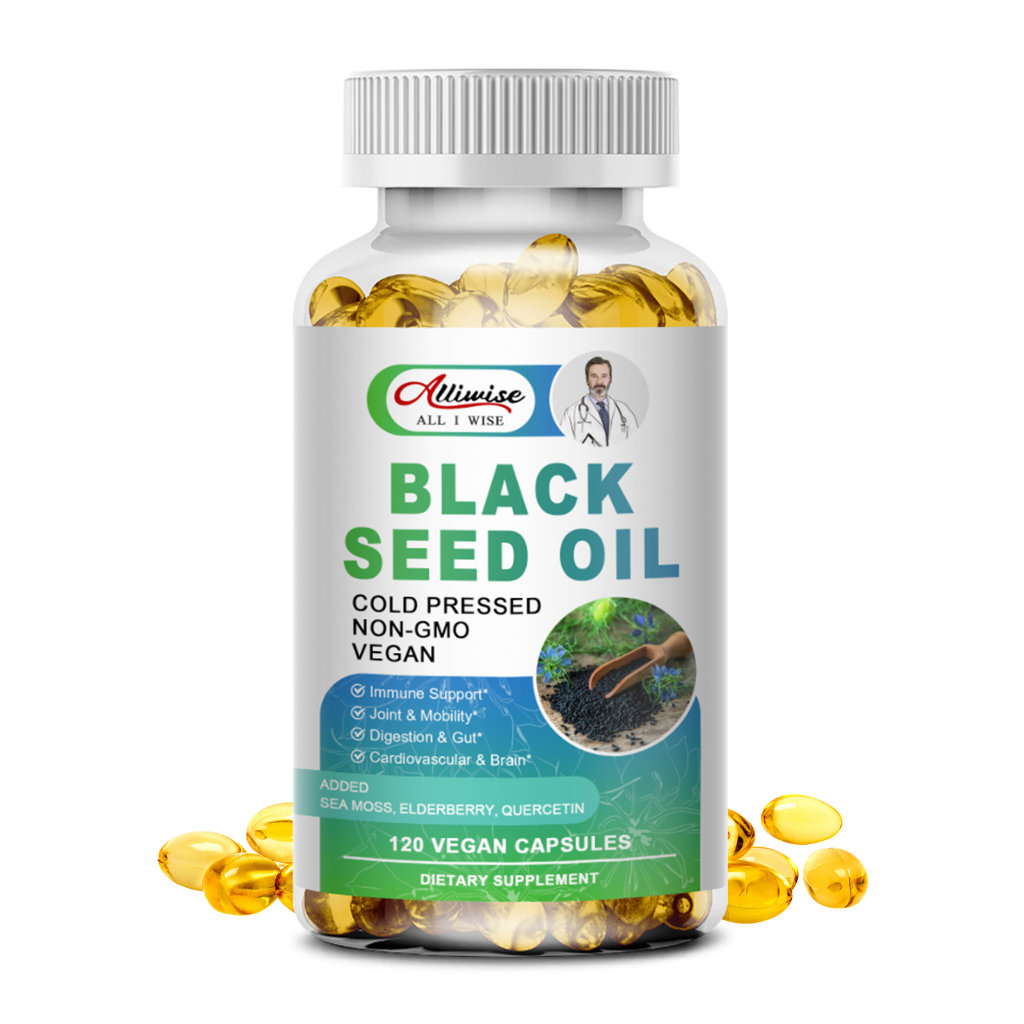 Alliwise Black Seed Oil Sea Moss Health Supplement For Skin Care Anti-Inflammatory Digestion Gut