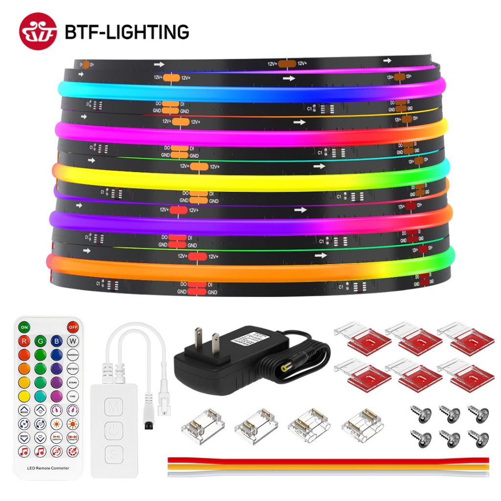 5m Smart Bluetooth SPI FCOB RGB LED Strip Kit 630LEDs/m WS2811 RGBIC Addressable Pixels FOB COB Lights