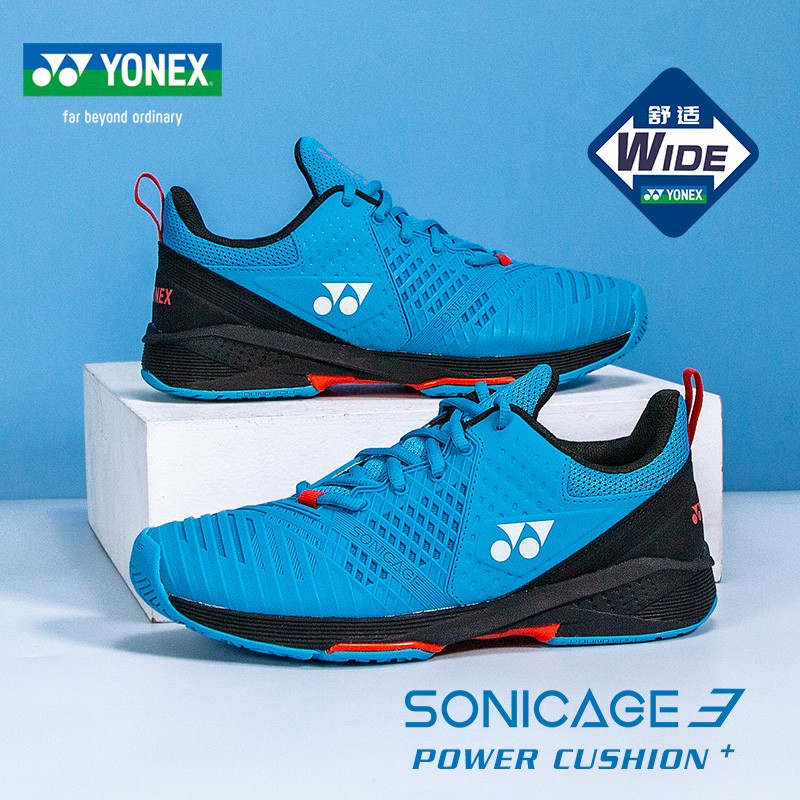 YONEX Unix Tennis Shoes yy Badminton Shoes Men's and Women's Widened, Breathable, Shock Absorbing, Anti slip, and Durable Sports Training Shoes SHTS3WACEX Blue Black Men's and Wome