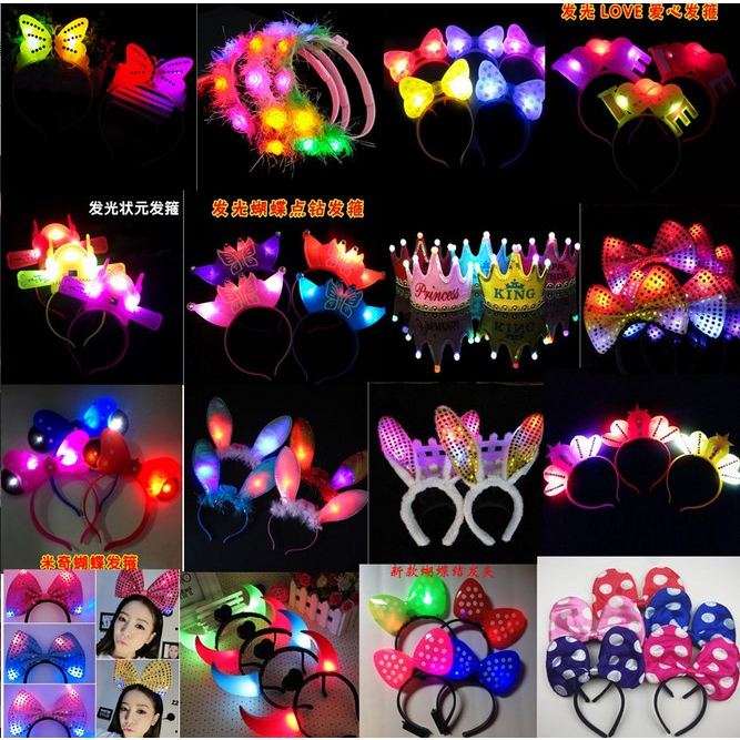 (salzburg) LED Devil Horn Light Up Headband Flashing Decoration For Halloween Christmas Party