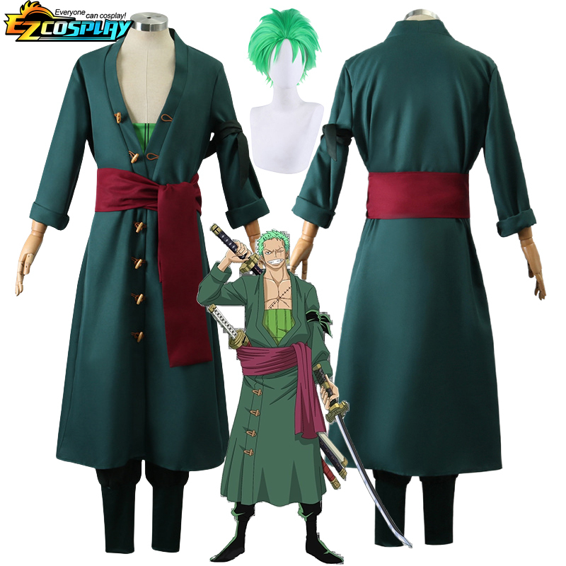 Roronoa Zoro 2nd Cosplay Costume Outfits One Piece Kimono Robe Halloween Cloak Cape Suits For Men