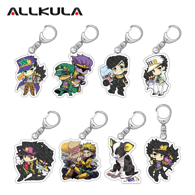 JoJo's Bizarre Adventure Acrylic Anime Keychain Phone Charm Bags Pendant Backpacks Zipper Pull Accessories Cartoon Key Ring