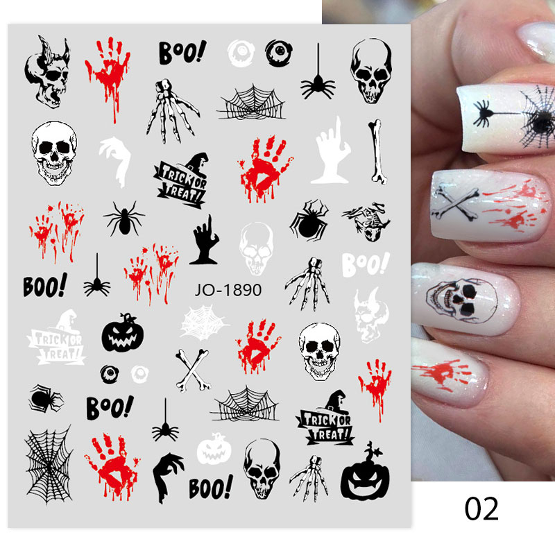 UR SUGAR Halloween Christmas 3D Nail Stickers Cute Spooky Skull Cartoon Nail Decals DIY XMAS Nail Art Decoration