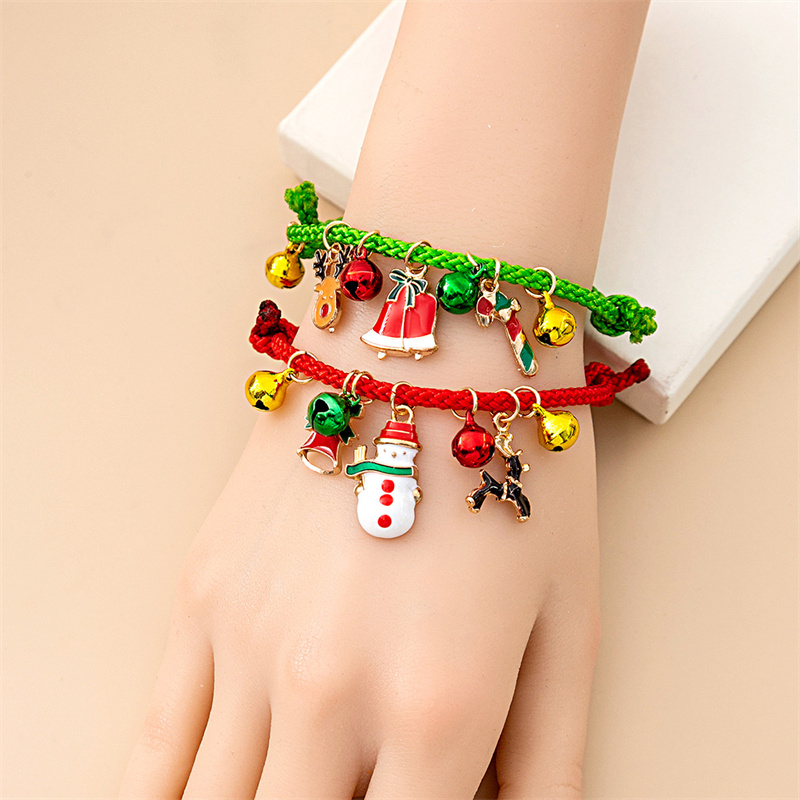 【Merry Christmas】3Set Fashion Christmas Charm Jewelry Set Women's Holiday Personalized Handwoven Bracelet Earring